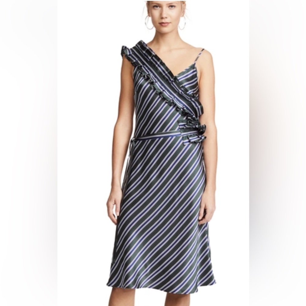 Maggie Marilyn Luxury Silk Slip Dress With Detachable Ruffle Sash Size 6